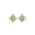 Cold Enamel Imitation Pearl Four-leaf Clover Flower Stud Earrings 925 Silver Needle