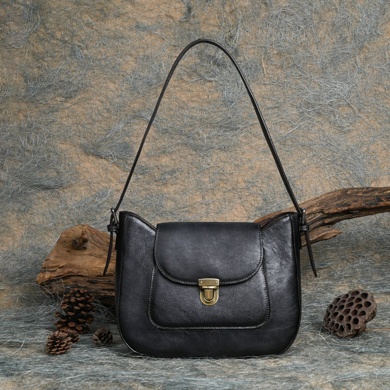 Women's Green Leather Vintage Handmade Underarm Shoulder Bag