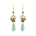 National tide style ancient enamel gold-plated imitation Hetian jade orchid earrings