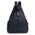 Live Source Top Layer Cowhide Multi-purpose Backpack with Vintage Embossed Crocodile Pattern, Hand-polished