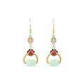 925 Silver Needle Xiangyun Lutong Earrings with Transfer Beads and Imitation Jade