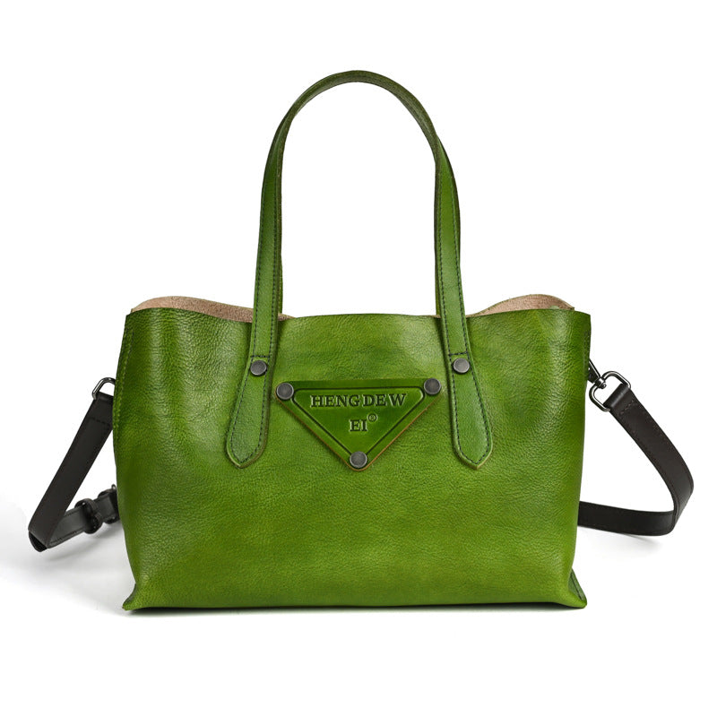Leather Women's Crossbody Handheld Bag, Retro Lazy Style, Multifunctional