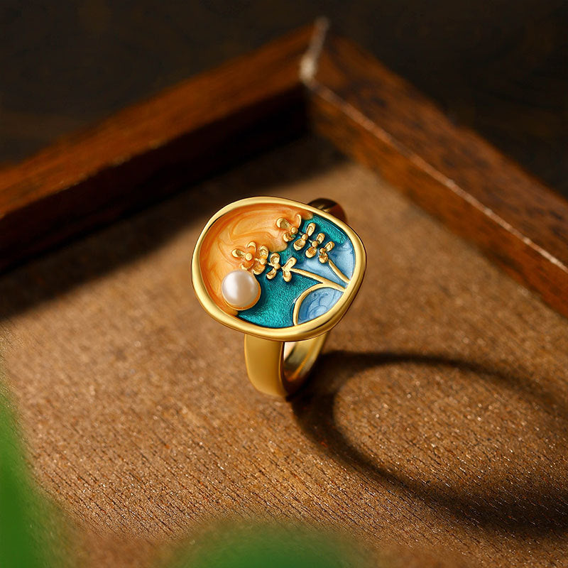 French Antique Oil Painting Style Wheat Ring for Women