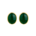 Ayr Rim 925 Silver Imitation Green Agate Needle Earrings, Japanese-Korean Style