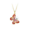 Cold Enamel Craft Butterfly Pearl Collarbone Necklace