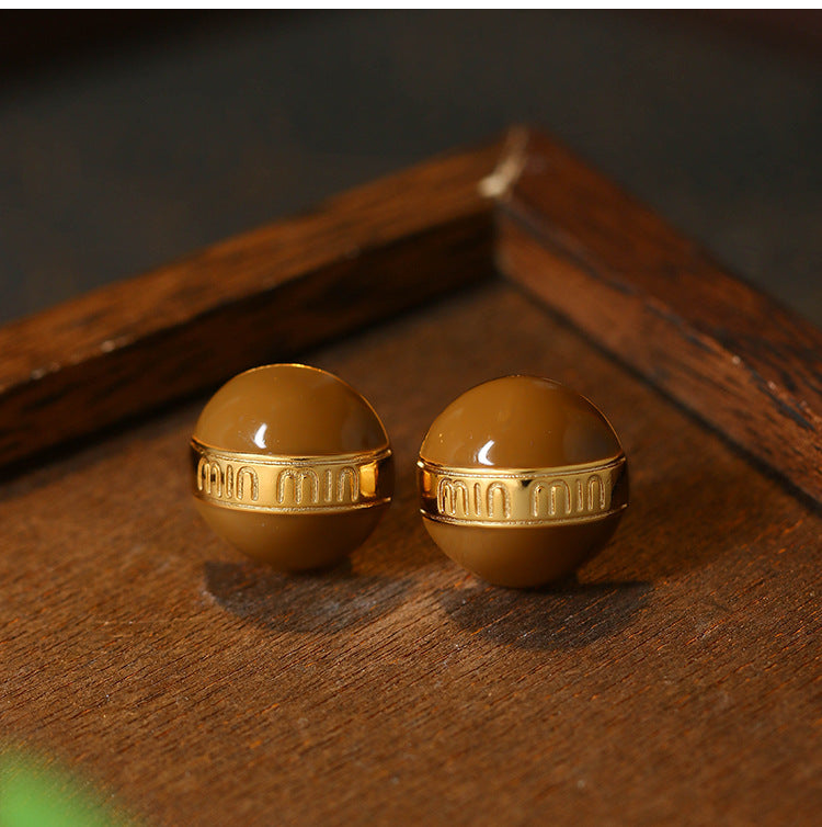 Maillard Retro Brown Oil Drop Women's French High-End Earrings 2025