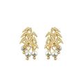 Golden Bamboo Imitation Pearl 925 Silver Pin Vintage Earrings for Women