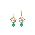 Green Chalcedony Stud Earrings, Small Fresh Flower Design