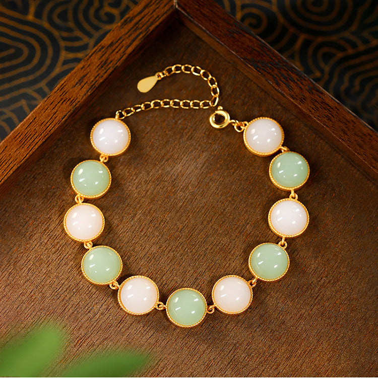 Luxury Niche Women's Colorful Imitation Hetian Jade Egg Noodles Bracelet