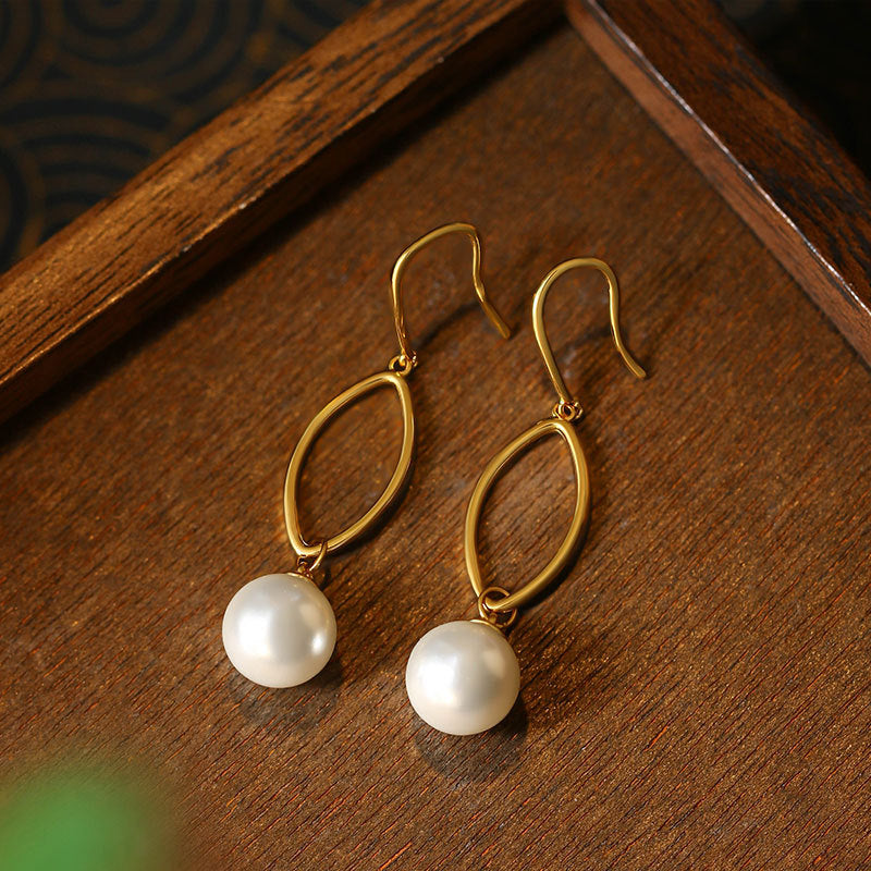 18k Crystal Pearl Geometric Commuter Earrings