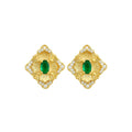 Italian Brati Craft Color Treasure Vintage Imitation Panjshir Emerald Earrings