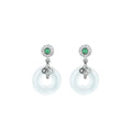 925 Silver Women's Ear Nail with White Chalcedony and Xiangyun Design