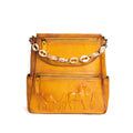 Top layer cowhide embossed handmade leather backpack