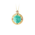 Gold-plated Inlaid Dry Green Imitation Jade Pendant Necklace
