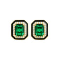 Paraiba Suit Simple Princess Square Green Diamond Light Luxury Black Enamel Earrings for Women