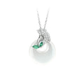 Ice White Chalcedony Sansheng Apricot Ping An Buckle Necklace for Women