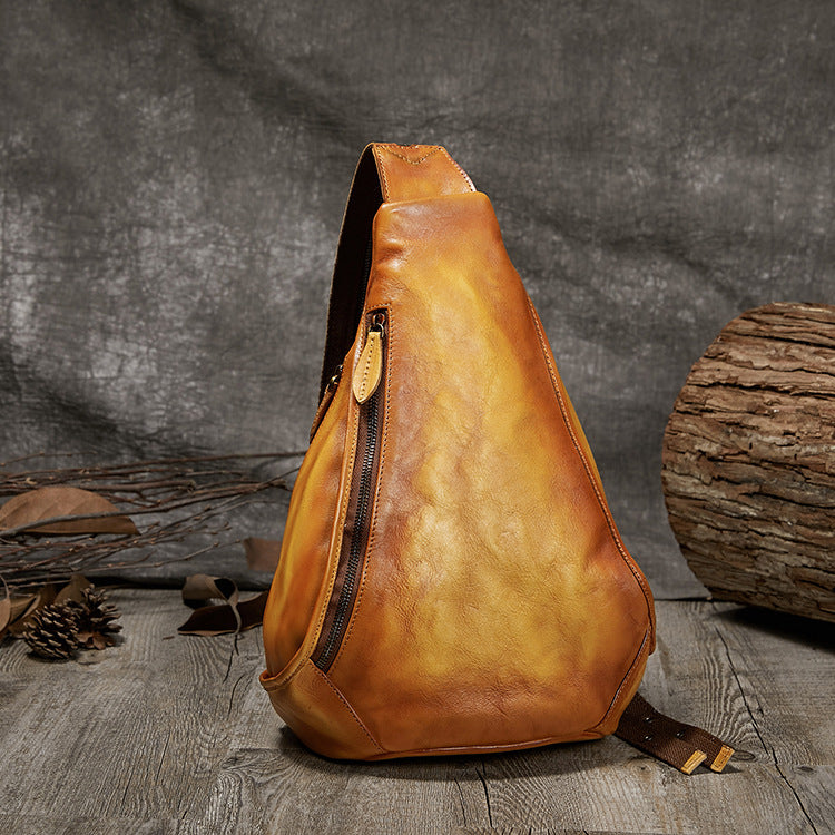 Retro Hand-Polished Leather Three-Use Shoulder Chest Bag