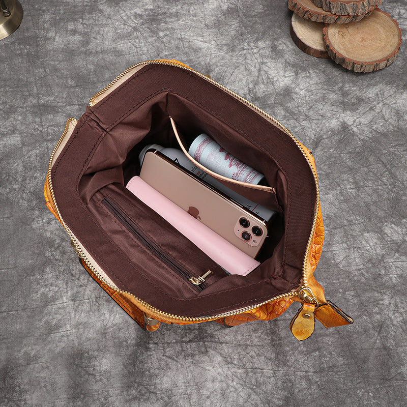 Retro Leather Shoulder Bag, Multi-functional Large-capacity Women's Color Bag