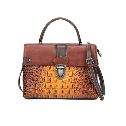 First layer cowhide embossed hand-polished multi-purpose vegetable tanned leather bag