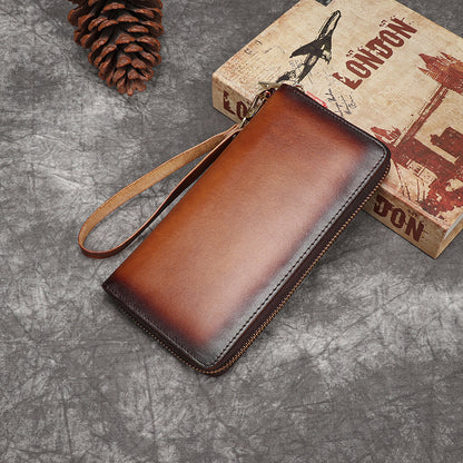 Vintage Hand-polished Women's Leather Top-layer Cowhide Printed Coin Purse