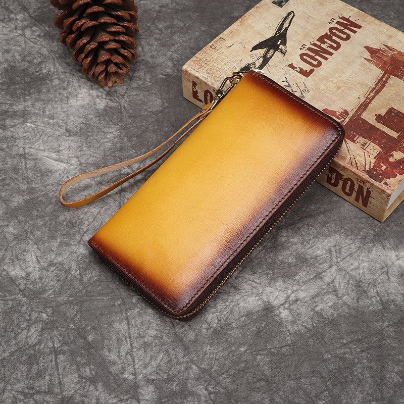 Vintage Hand-polished Women's Leather Top-layer Cowhide Printed Coin Purse