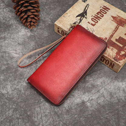 Vintage Hand-polished Women's Leather Top-layer Cowhide Printed Coin Purse