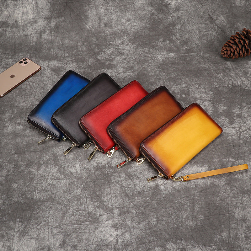 Vintage Hand-polished Women's Leather Top-layer Cowhide Printed Coin Purse