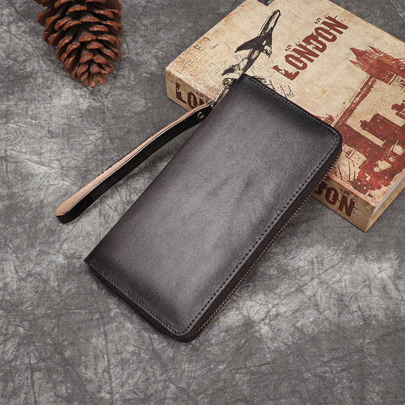 Vintage Hand-polished Women's Leather Top-layer Cowhide Printed Coin Purse