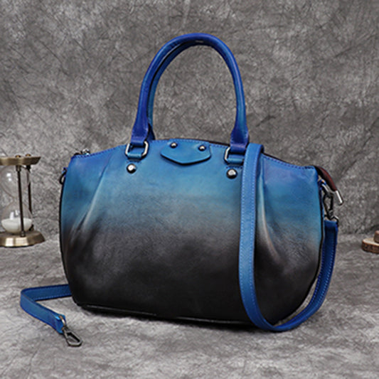 Retro Women's Leather Handmade Large Capacity Dumpling Bag
