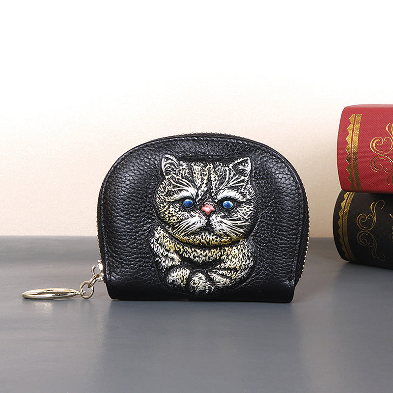 Women's Multifunctional Large Capacity First Layer Cowhide Change Card Bag