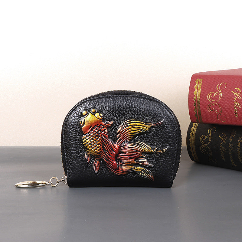 Women's Multifunctional Large Capacity First Layer Cowhide Change Card Bag