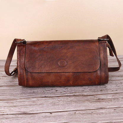 Retro Women's Genuine Leather Hand-Polished First Layer Cowhide Large Capacity Bag