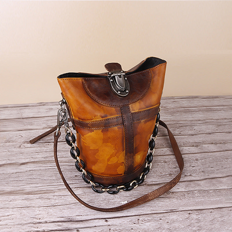 Retro Hand-painted Women's Single Shoulder Bag with Large Capacity