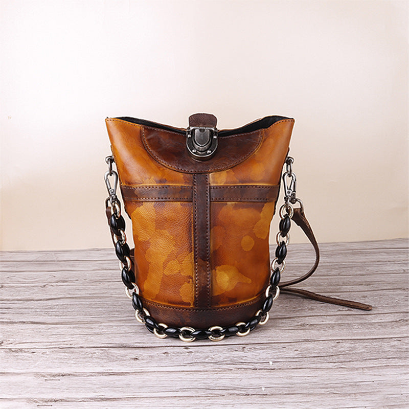 Retro Hand-painted Women's Single Shoulder Bag with Large Capacity