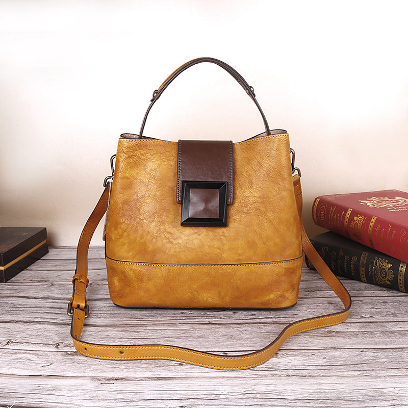 Retro Women's Genuine Leather Crossbody Shoulder Tote