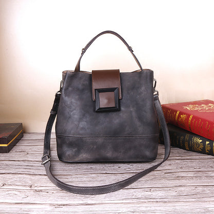 Retro Women's Genuine Leather Crossbody Shoulder Tote