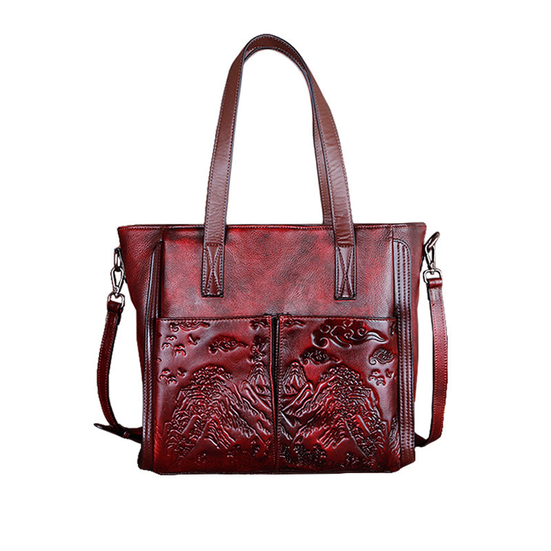 Cowhide Crossbody Bag: Vegetable Tanned, Embossed & Hand-polished