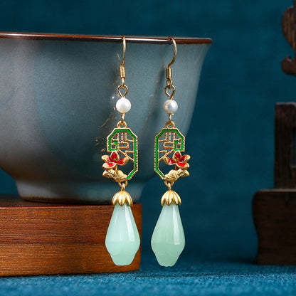 National Tide Retro Enamel Niche Earrings - High-end Summer Jewelry for Wholesale