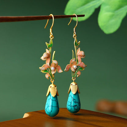 Enamel Gradient Imitation Jade Niche Earrings for Women in Summer