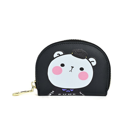 Genuine leather women's card holder, first layer cowhide embossed coin purse, vintage style, new color printing