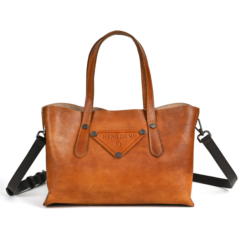Leather Women's Crossbody Handheld Bag, Retro Lazy Style, Multifunctional