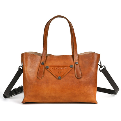 Leather Women's Crossbody Handheld Bag, Retro Lazy Style, Multifunctional