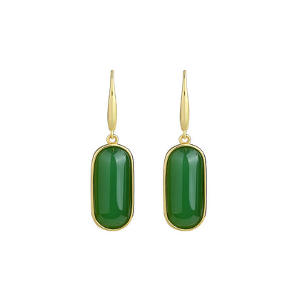 Mirror Oval Simple Design Imitation Jade Earrings for Women