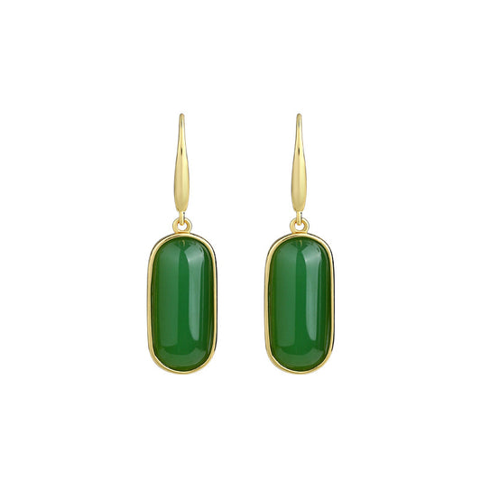 Mirror Oval Simple Design Imitation Jade Earrings for Women