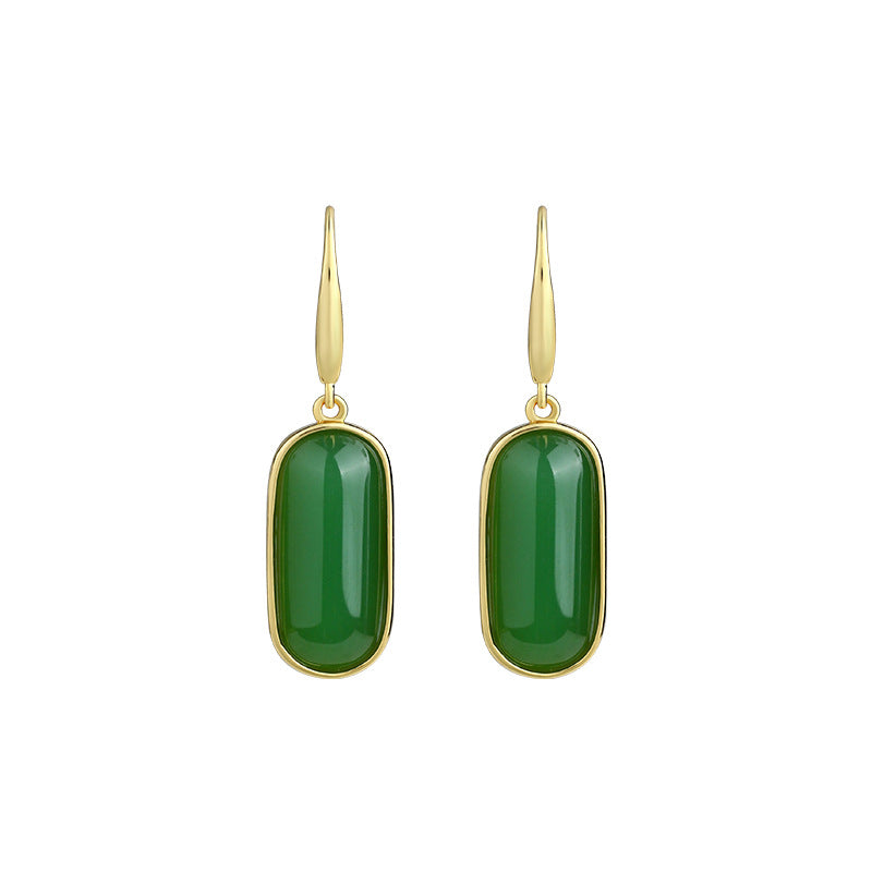 Mirror Oval Simple Design Imitation Jade Earrings for Women