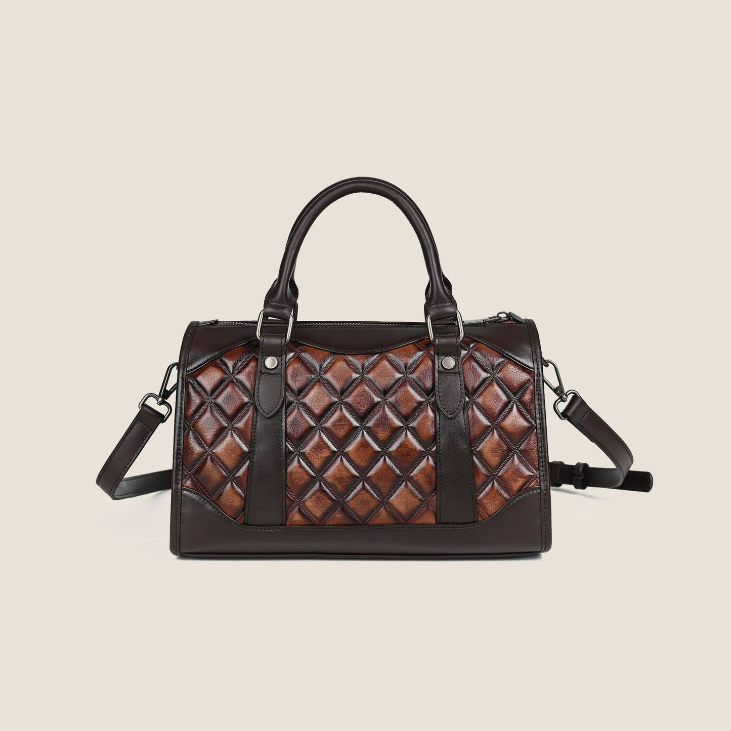 Top Layer Cowhide Vegetable Tanned Leather Large Capacity Handbag