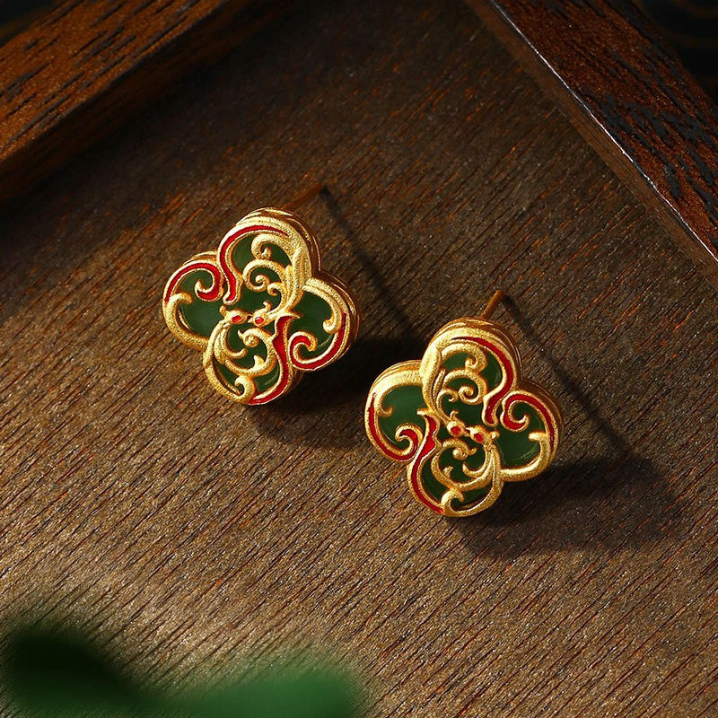 Enamel Cloisonne Niche Design Ins Light Luxury Silver Needle Earrings for Women
