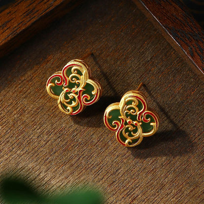 Enamel Cloisonne Niche Design Ins Light Luxury Silver Needle Earrings for Women