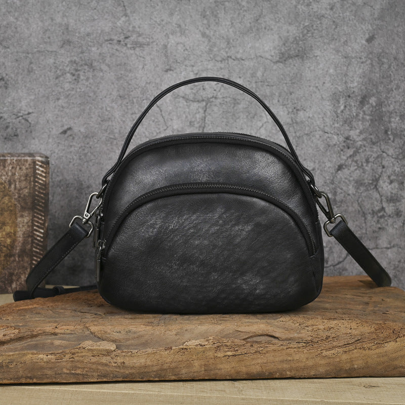 Autumn and Winter Crossbody Handbag Genuine Cowhide Women's Work Commuter Bag Maillard Vintage