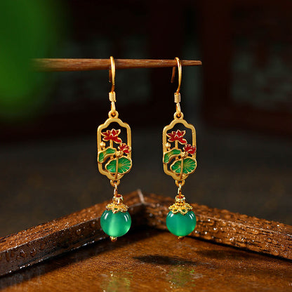 Icecum Green Chalcedony Handmade Earrings for Women